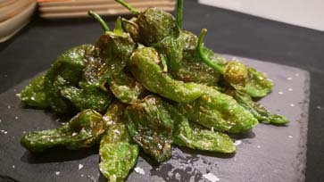 Tapa Padrón peppers with Maldon salt